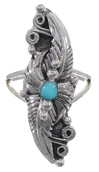 Leaf Jewelry Silver Turquoise Southwest Ring Size 5-1/4 YS60339